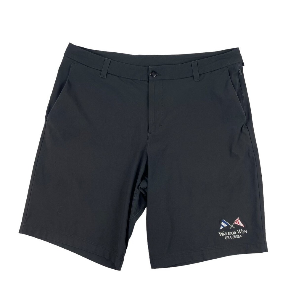 Lululemon Mens Black Commission Performance Shorts Size 36 Warrior Won Custom